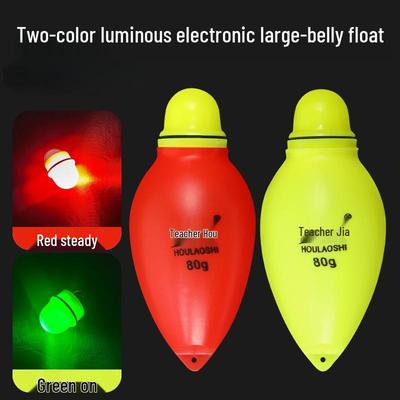 Bi-Color Large-Bellied Illuminated Sea Rod Float for Day & Night Saltwater Fishing