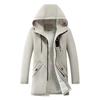 Mens Cotton Windproof Solid Color Coats Parkas Jackets for Men Long Hooded Coat Winter Warm Thick Fleece Parkas Jacket