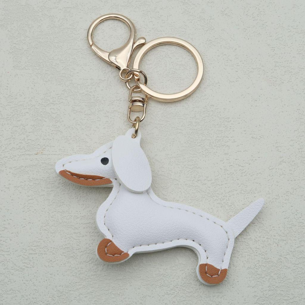In-Stock Dachshund Cartoon Pendant Leather Dog Bag Charm Phone Case Accessory Creative Car Charm