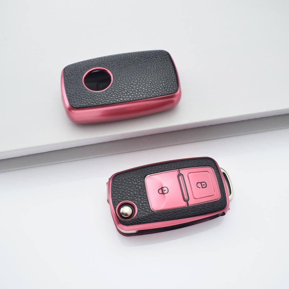 

2 Buttons Shell Fob For VW Volkswagen MK4 Jetta Passat Polo Bora Touran Skoda Seat Golf 4 5 6 TPU Car Key Case Cover червоний