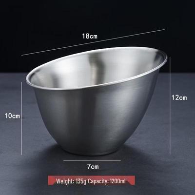 ZISIZ 18cm Korean Style Slanted Stainless Steel Salad Bowls (Set of 2)
