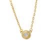 V Gold High Version One Diamond Necklace Women's V Gold Plated 18K Gold Single Diamond Small Round Cake Necklace Flying Saucer Collarbone Chain