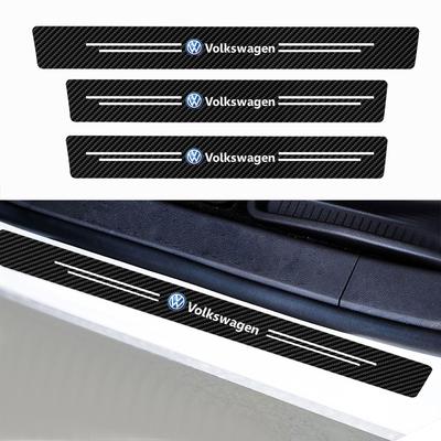 4Pc Car Door Sill Scuff Plate Decor Carbon Fiber Stickers For GTI Golf Polo 6 7 Passat VW CC Tiguan T-ROC Jetta Taigo UF6