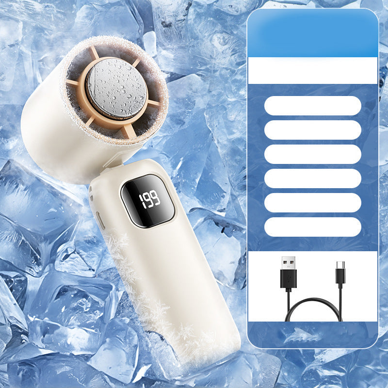 Outdoor Foldable Portable Handheld Fan Mini Cooling Rechargeable 3600mAh 199-level Free Control High Speed Turbo Fan бежевый