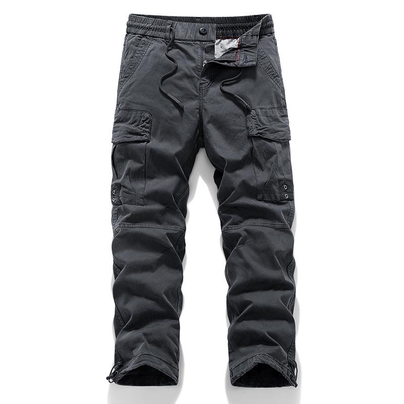 

Мужские универсальные брюки карго прямого кроя с несколькими карманами для активного отдыха и повседневной носки 32 серый