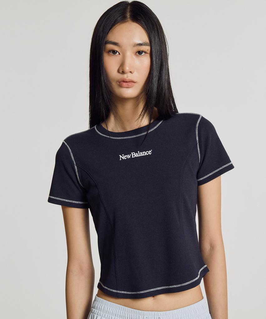 Nyuballanseu Nbneg3W652 / Women Essential Ribbed Short Sleeve Tee (Navy)