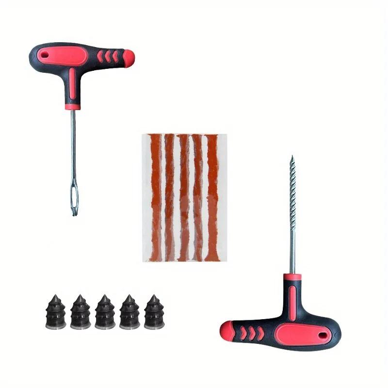 Reifenreparaturset mit Gummistreifen Autoreifenreparaturwerkzeug Stollenwerkzeugsatz Auto Fahrrad Schlauchloser Reifen Reifenpanne Stopfen Garagenwerkzeuge