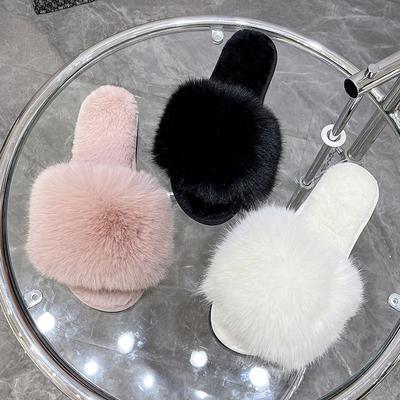 Zapatillas de Invierno de Piel Sintética de Moda para Casa Mujer Interior Suaves Peludas Esponjosas Felpa Plataforma Planas de Algodón Talla Grande 43 Zapatos de Casa