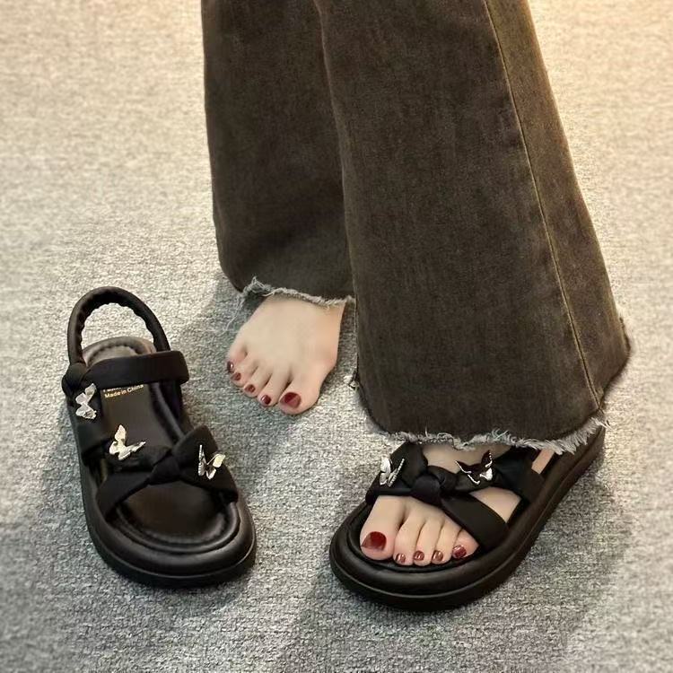 

Fairy wind platform sandals New summer butterfly with skirt Roman shoes Academy style 35【foot length 22.5cm】 чёрный