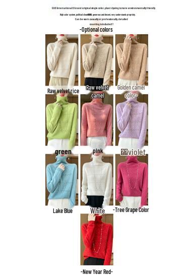 Women's Pure Wool Rhinestone Embellished Knit Top, Stacked Collar, Long Sleeve, Hollow Design for Autumn/Winter