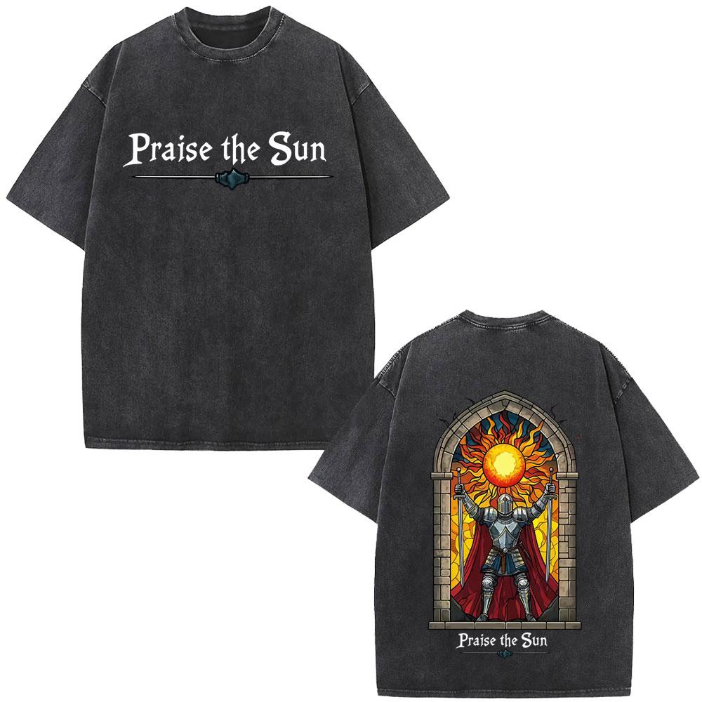 Washed Vintage Game Dark Souls Tshirt Men Women S Retro Gothic Rock Short Sleeve Tshirts Mens Punk Oversized Cotton T Shirt