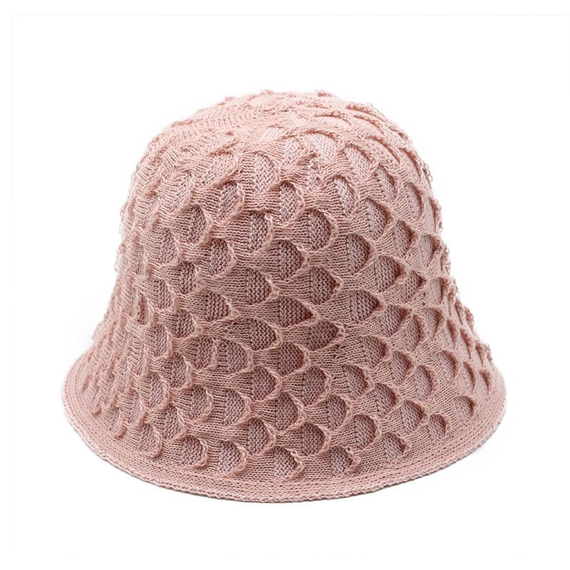 Female Summer Beach Sunshade Sunscreen Hat Knitted Sun Hat Hollow Versatile Face Small Bucket Hat