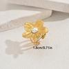 Gold Color Flower Pearl Adjustable Finger Rings For Women Punk Fashion New Jewelry Gift Party Music Festival
