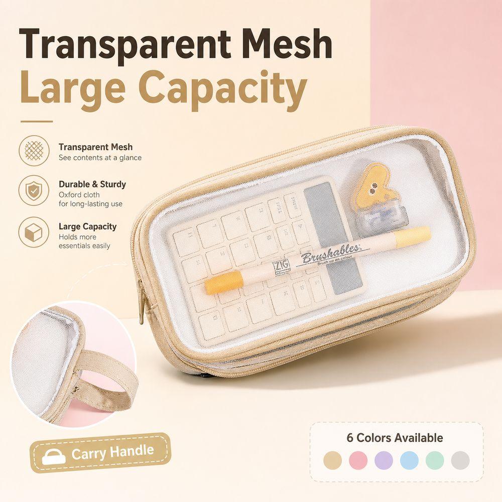 Transparent Pencil Case Mesh Stationery Pouch New Pen Organizer Bag Stationery