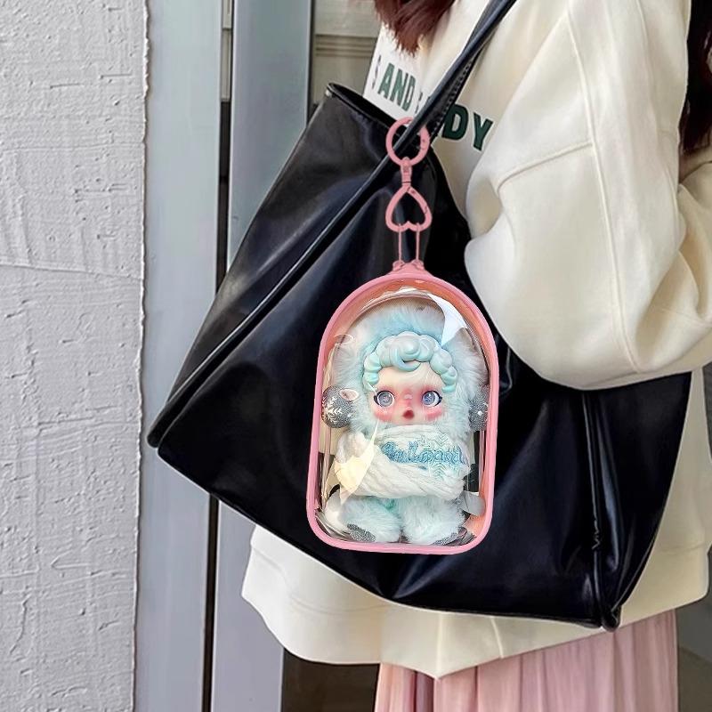 1 Piece Pvc Storage Bag For Crybaby Dustproof Walk Bag Protect Case For Skull Panda Labubu V2 15Cm Cotton Doll Pain Bag Keychain