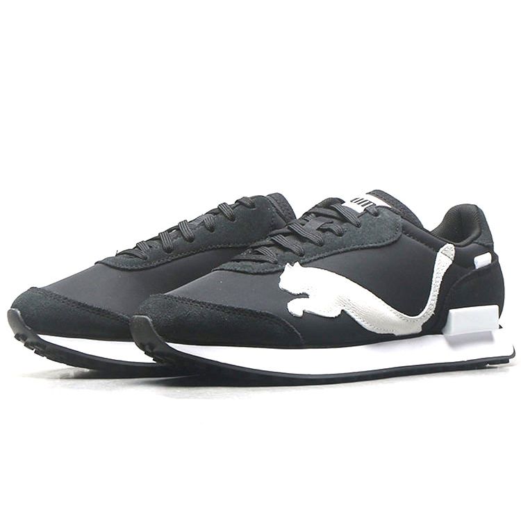 Puma Future Rider Leather Retro Sports Cushioning Durable Low-Top Lifestyle Shoes Unisex Sneaker Black White 380864-02