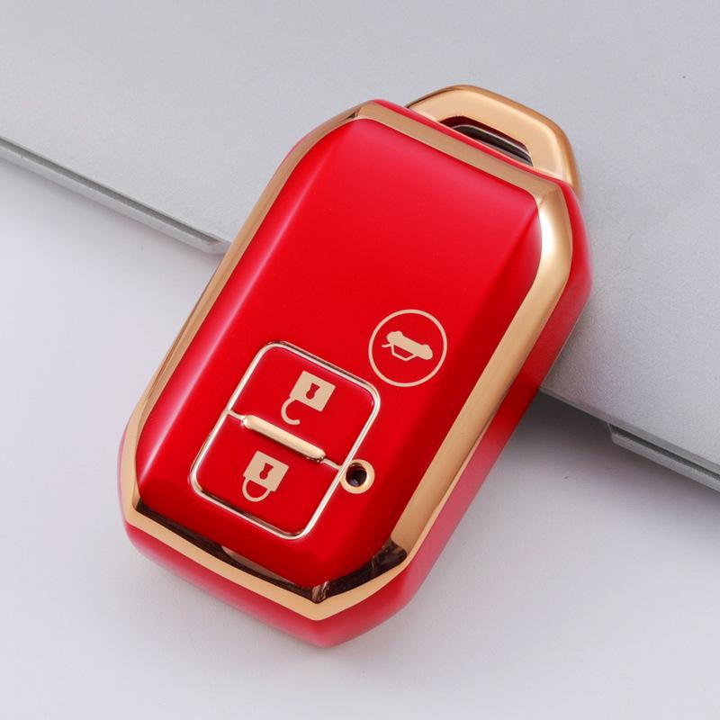 Suzuki Jimny 3-Button TPU Car Key Case Cover - Gold Edge