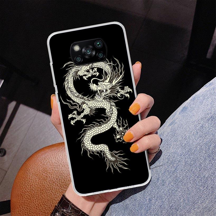 Asian Dragons Animal Tattoo Phnoe Case for Xiaomi Poco X5 X6 X7 Pro X4 Gt F7 Ultra M8 M7 Redmi 15C 15 13C 13 12C 12 Unique Cover