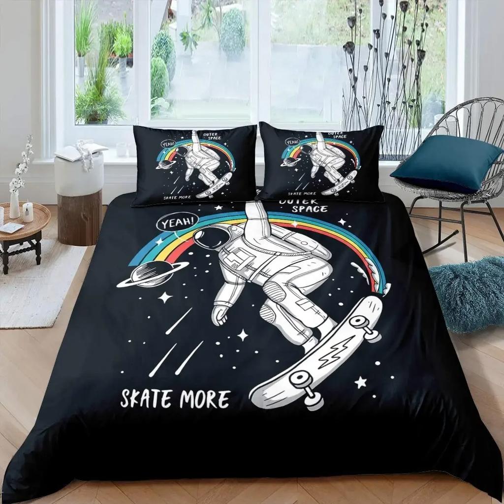 Skateboard Dekbedovertrek 3D Microvezel Graffiti Kunst Dekbedhoes Eenpersoons Tweepersoons Queen King Size Beddengoed Set voor Jongens Tieners