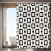 1Pc Simple Geometric Patterned Shower Curtain With Hooks, Machine Washable Polyester, Suitable For Bathroom Decor.