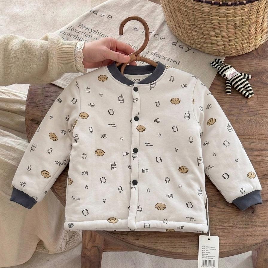 Machine washable handmade cotton-padded jacket, children's cotton-padded jacket, student school uniform with thickened warm boys cotton-padded jacket