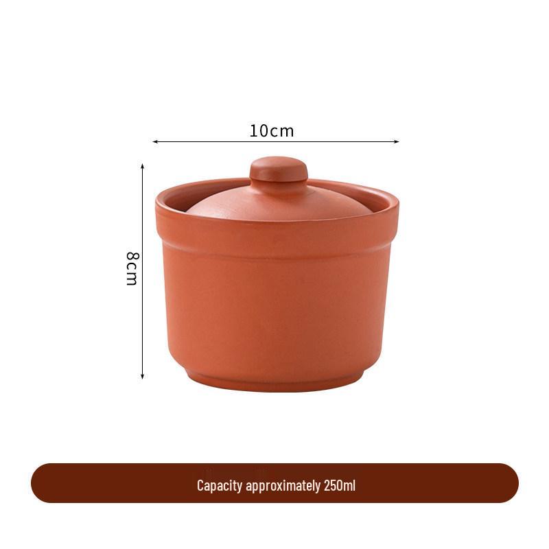 Purple Clay Double-Boiler Stew Pot with Lid - Chinese Retro Health Pot for Stews, Soups, and Steamed Eggs.