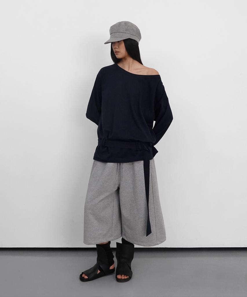 Saendeulig One Shoulder Belt T_Navy