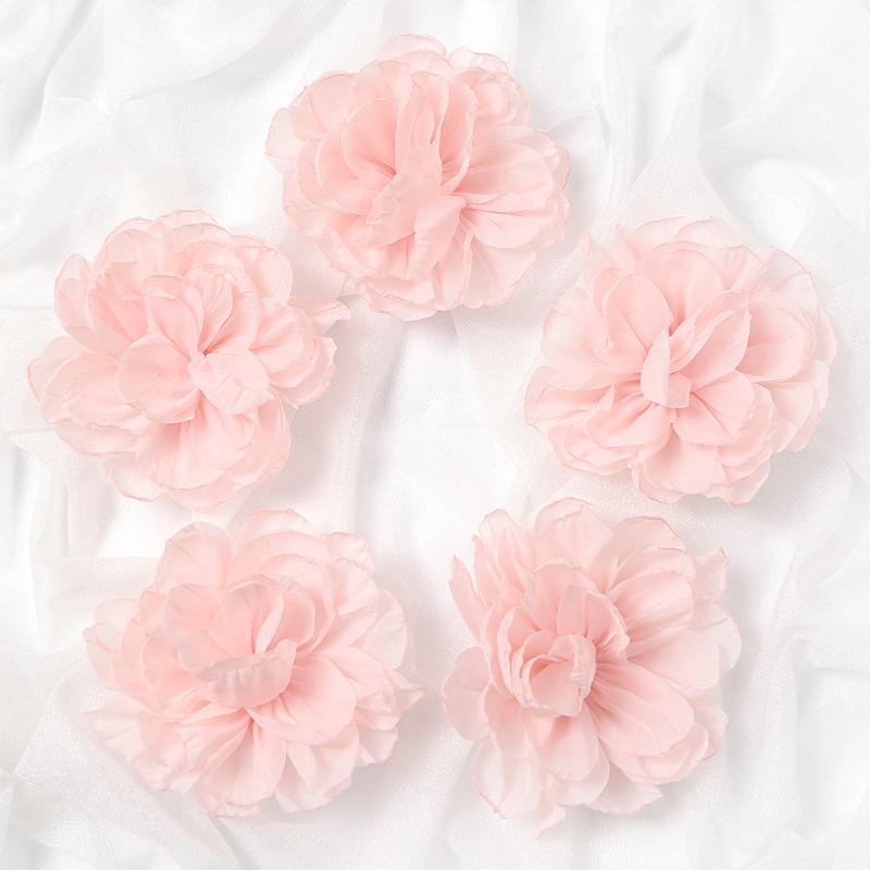 3/5Pcs 10cm Handmade Big Chiffon Fabric Artificial Flowers Head for Headwear Wedding Dress Hats Home Decoration DIY Accessories