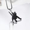 Titanium Steel Scared Cat Necklace For Women Men Korea Fashion Kpop Black Cat Pendant Sweater Chain Couple  Party Gift