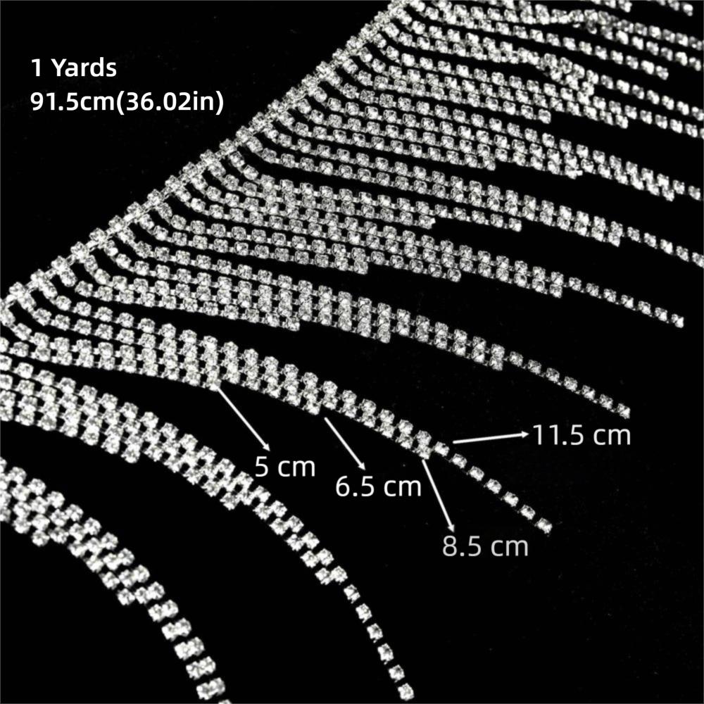 1Yards Length Rhinestone Tassel Chain Silver Claw Chain Crystal Tassel Chain  Clothing Trim