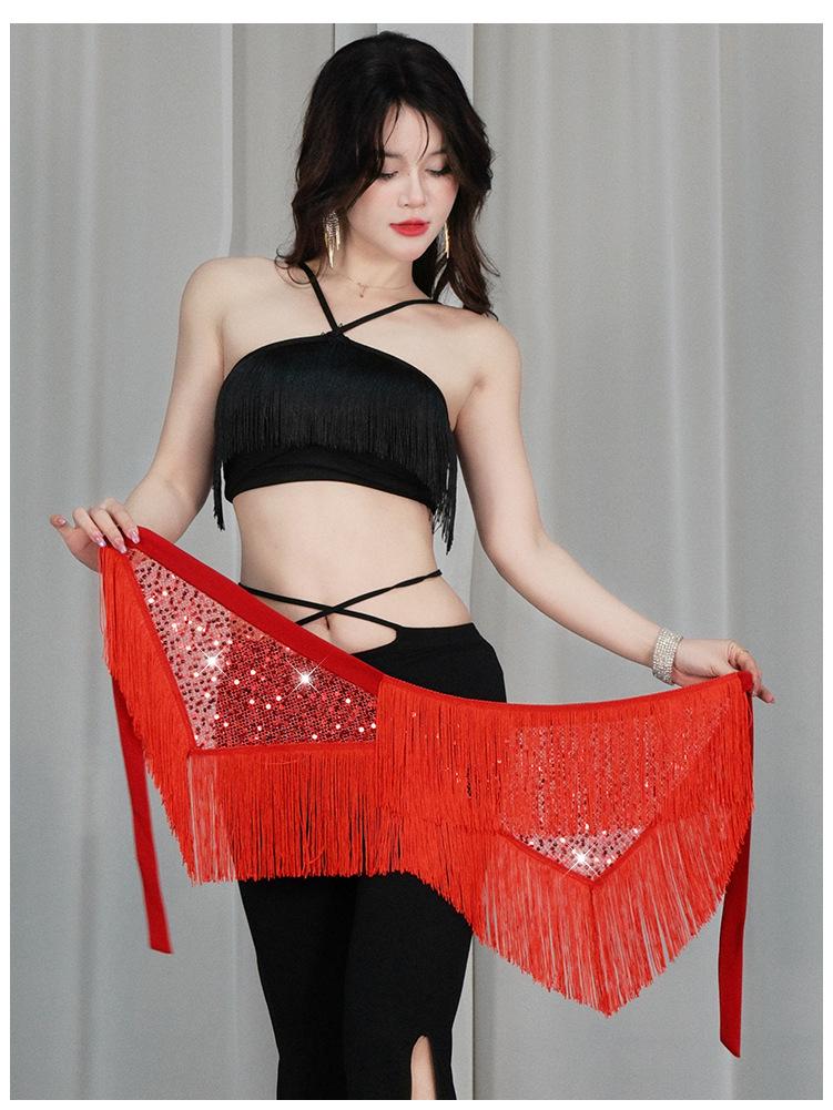 Belly Dance Sequin Tassel Hip Scarf for Stage Performance and Practice
