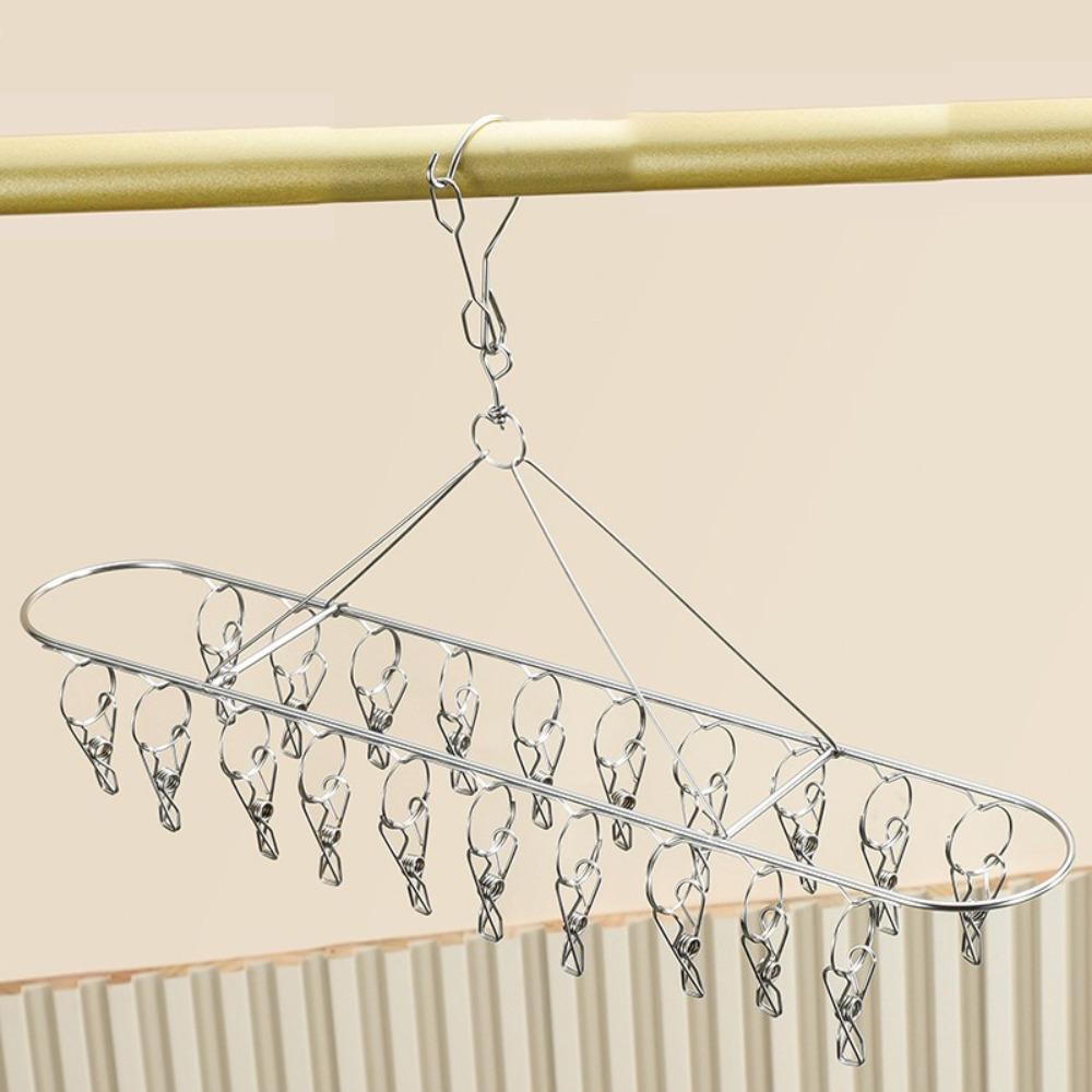 10/20/30 Clips Sock Hanger Clips Circular Design Multi-Clip Underwear Drying Rack Stainless Steel Windproof Garment Holder