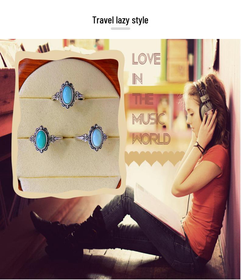 S925 Silber Vintage Ring mit natürlichem Türkis Cabochon - Eleganter, zeitloser Schmuck für Frauen für den täglichen Gebrauch