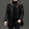 Winter 2024 Men's Mid-Length Hooded Business Casual White Duck Down Jacket