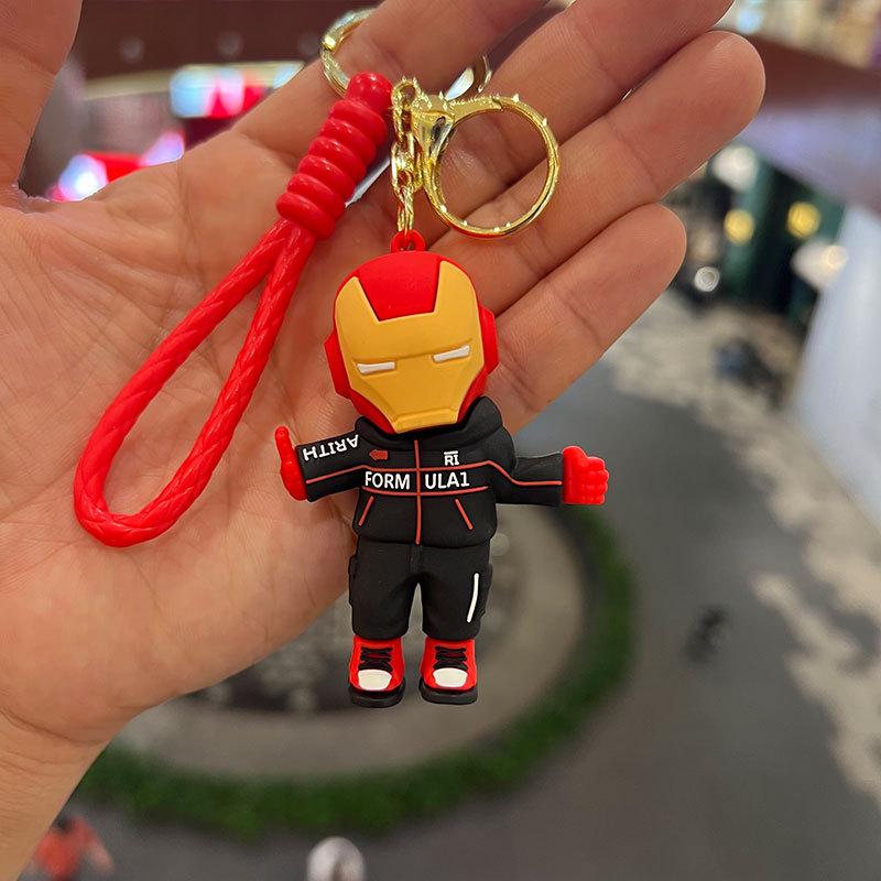 Avengers Cartoon Keychain: Captain America & Iron Man Figurine Pendant