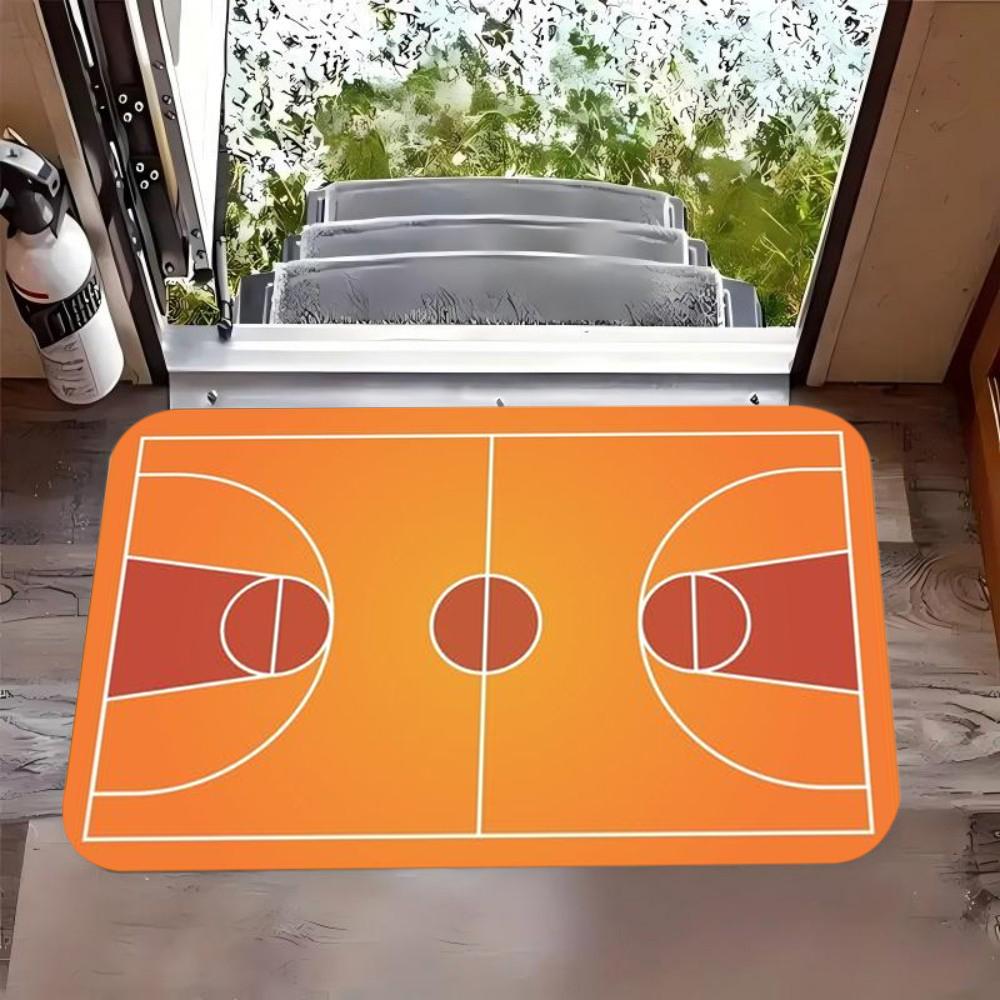 Basketbalveld Tapijt Antislip Deurmat Basketbalveld Patroon Welkom Kleed voor Sportfan Slaapkamer Entree Woondecoratie 30x50cm