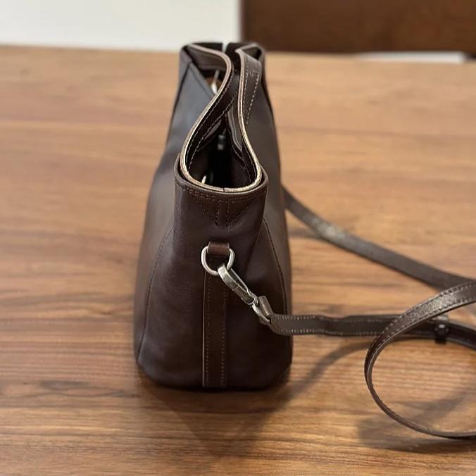 Johnature Genuine Leather Bucket Bag Casual Solid Color Women's Handbag Versatile Shoulder Crossbody Bag