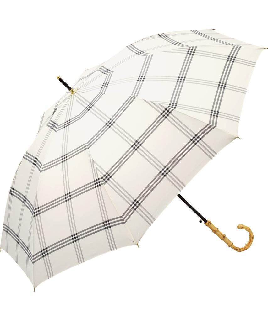 Basic Bamboo Jump Checked Long For Both Sunny and Rainy Jump Bamboo Commuting to Work or Women Wpc. Umbrella, Umbrella, Umbrella, 63cm, Women's, Days,