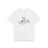 Cute Cartoon Cat Print Korean Text T-Shirt Short Sleeve Street Style Women Casual Summer Aesthetic Tee Top Clothing Fashion