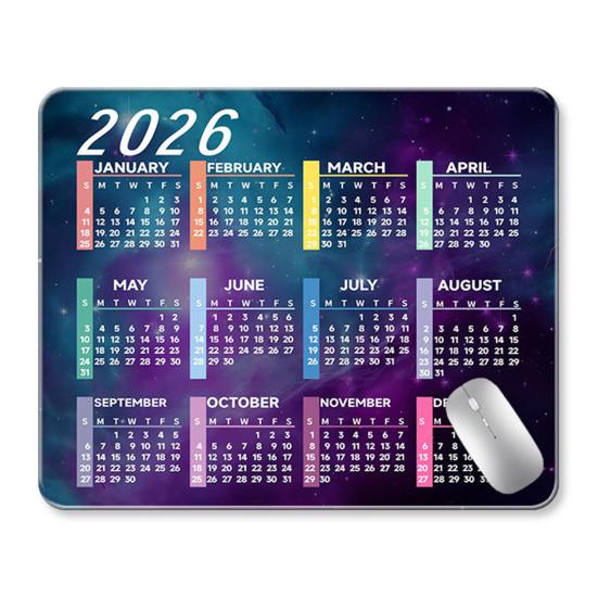 2026 Calendar Mouse Pad Rectangle Waterproof Home Office Gaming Computer Laptop Mousepad Desk Mat with Non-slip Rubber Base PC Accessories