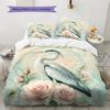 Map Flower Bird Pattern Bedding Quilt Set  Home Decoration  Gift (1 * duvet cover + 2 * pillowcase  without core)