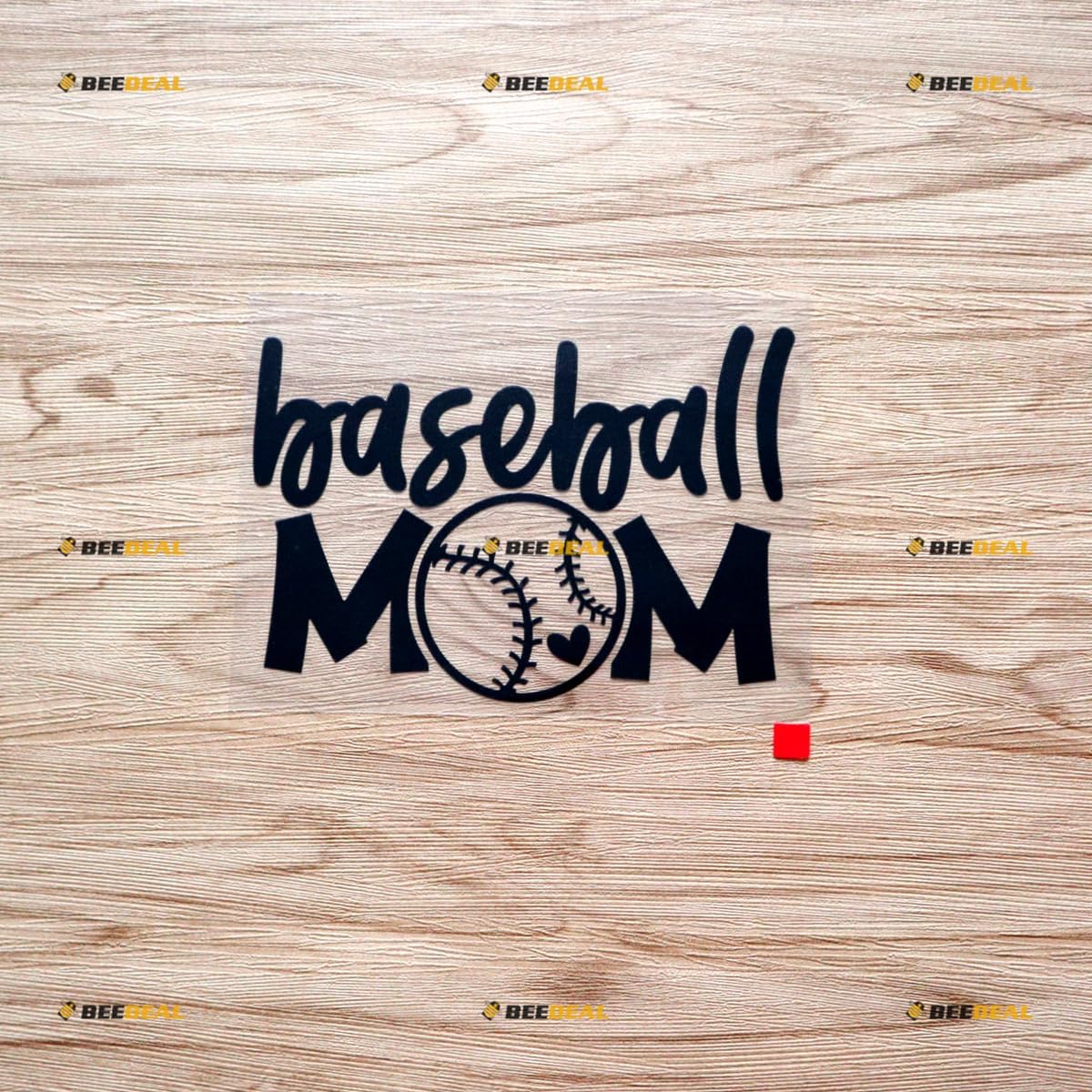 Black 6 Inches - Baseball Mom Heart Inside Text Sticker Decal Vinyl - No Background Die Cut for Car Boat Laptop Cup