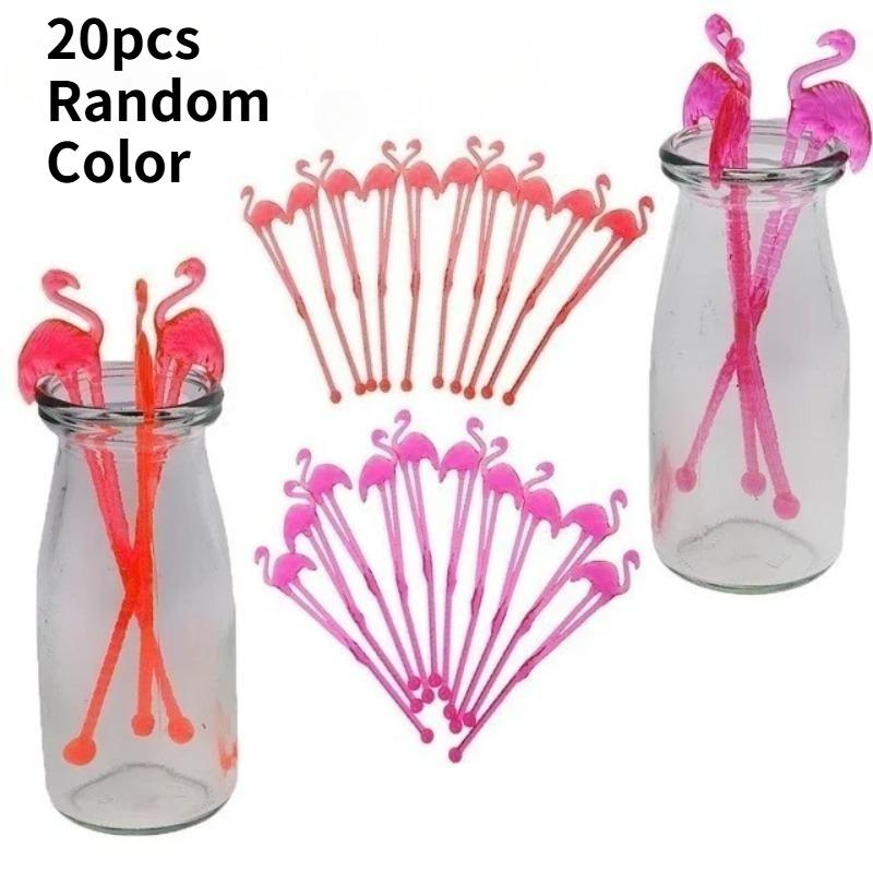 20Pcs/PACK Flamingo Art Cocktail Swizzle Sticks Drink Stirrer Coffee Muddler Puddler Coffee Scoop (Random Color)