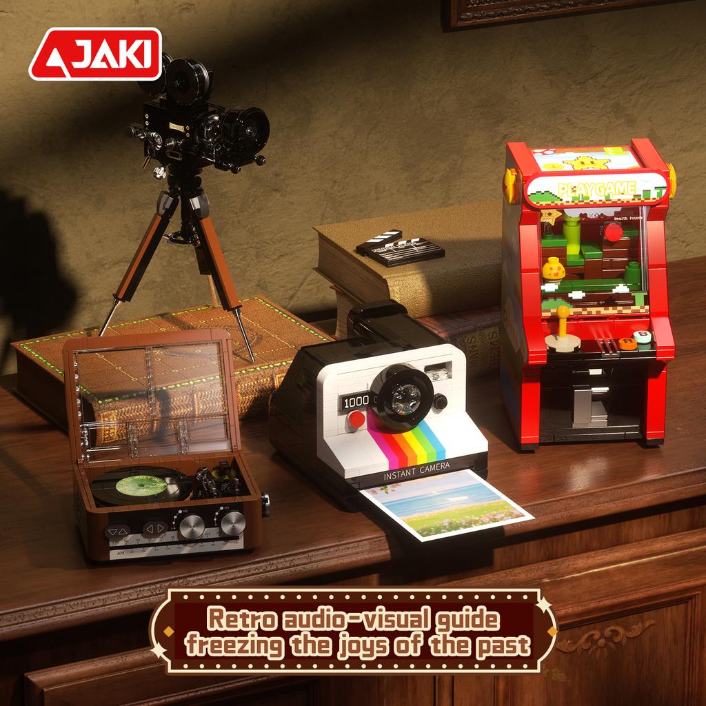Jaki Retro Series Record Player/Game Machine Model Assembly Toy Ornament Moc High Brick Building Blocks Kids Birthday Gift