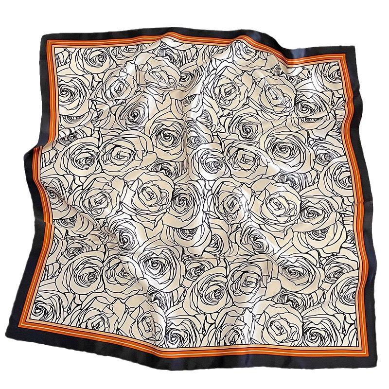 Korean New Printed Scarf Mulberry Silk Square Scarf Spring and Autumn Summer Dual-purpose Shawl Neck Protection Occupation Silk Scarf