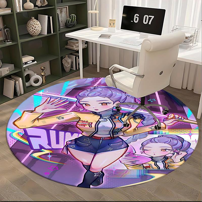 1pc Rerrumi Anime Design Round Carpet - Office Chair Mat, Non-Slip Rug for Home Decor, Living Room, Bedroom, Game Room