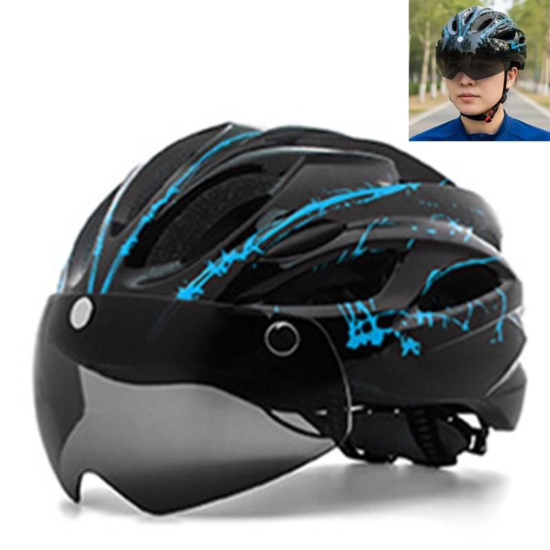Cycling Helmets Comfortable Lining Bicycles Helmets with LED Light & Goggles Bike Helmets Safety Cap for Women and Men