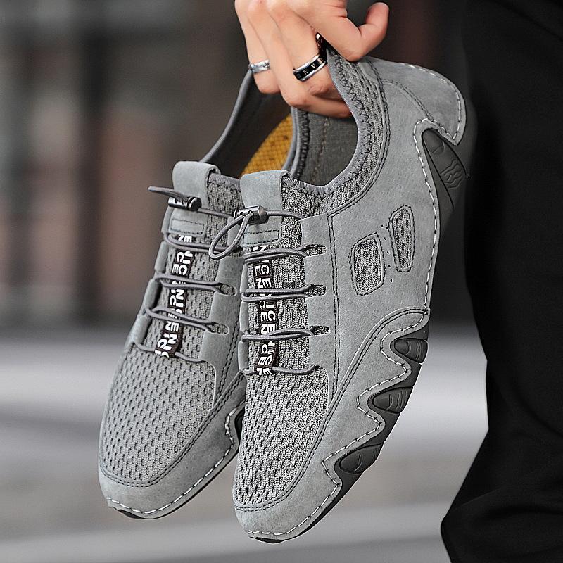 

Летний взрыв 2025 мужская обувь дутики кожа дышащая сетка повседневная уличная обувь для ленивых персонализированная трендовая мужская обувь осьминог 38 серый