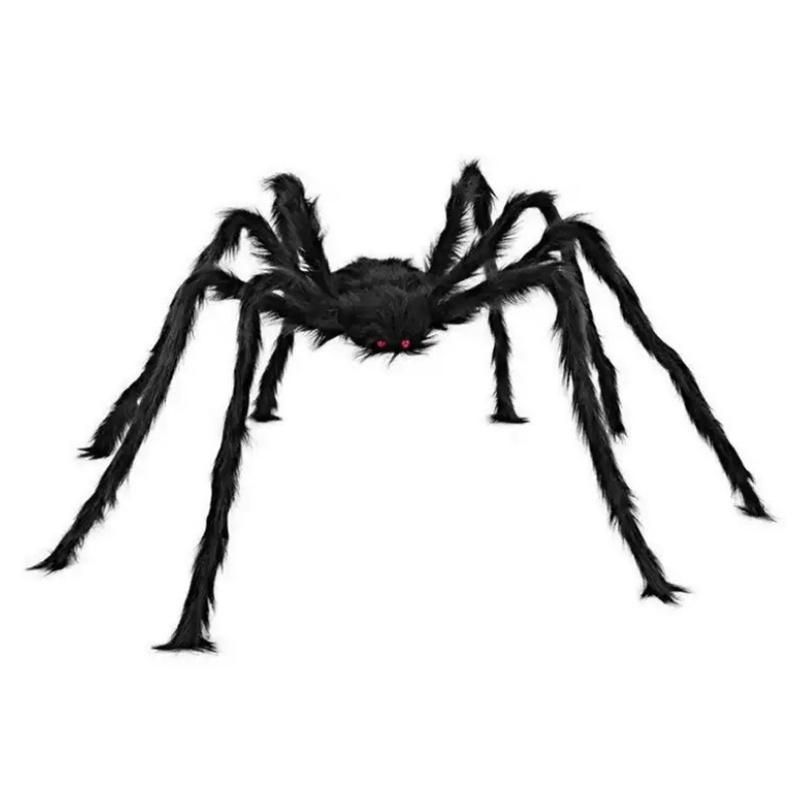 

Halloween decoration giant spider, suitable for garden lawn and indoor decoration props, party trick simulation plush spider 23.62inch чёрный