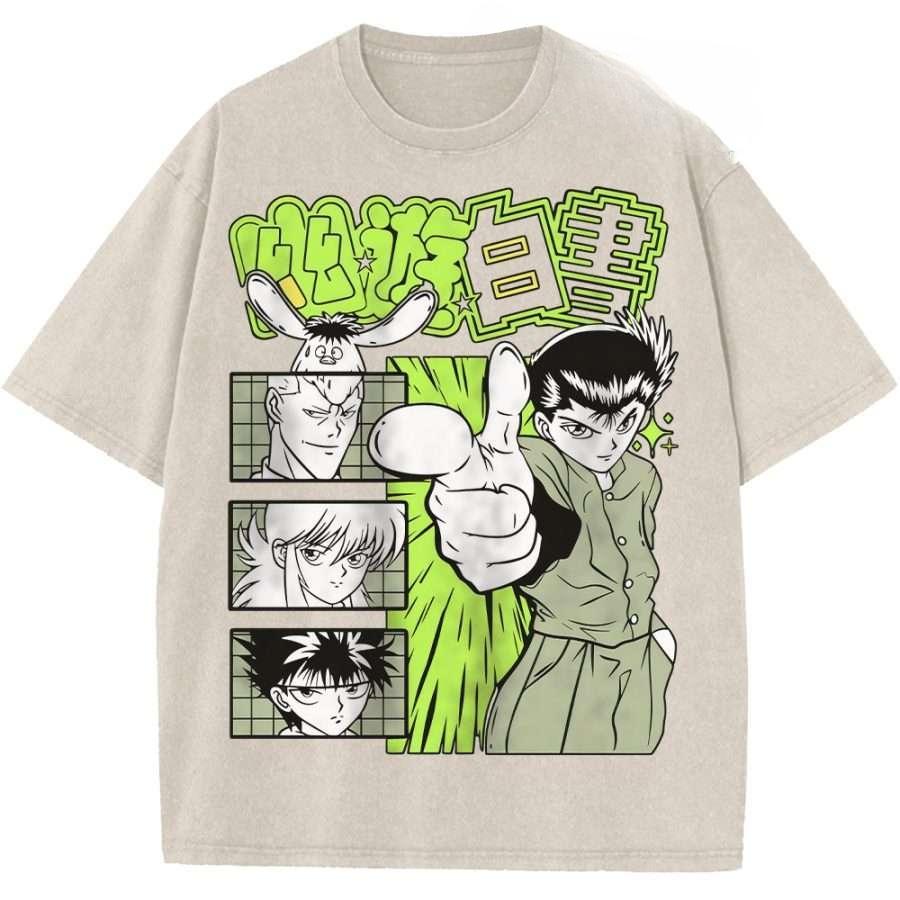 T-shirt graphique YuYu Hakusho Hiei pour homme, manches courtes, style décontracté, en coton, effet vintage, style Harajuku.